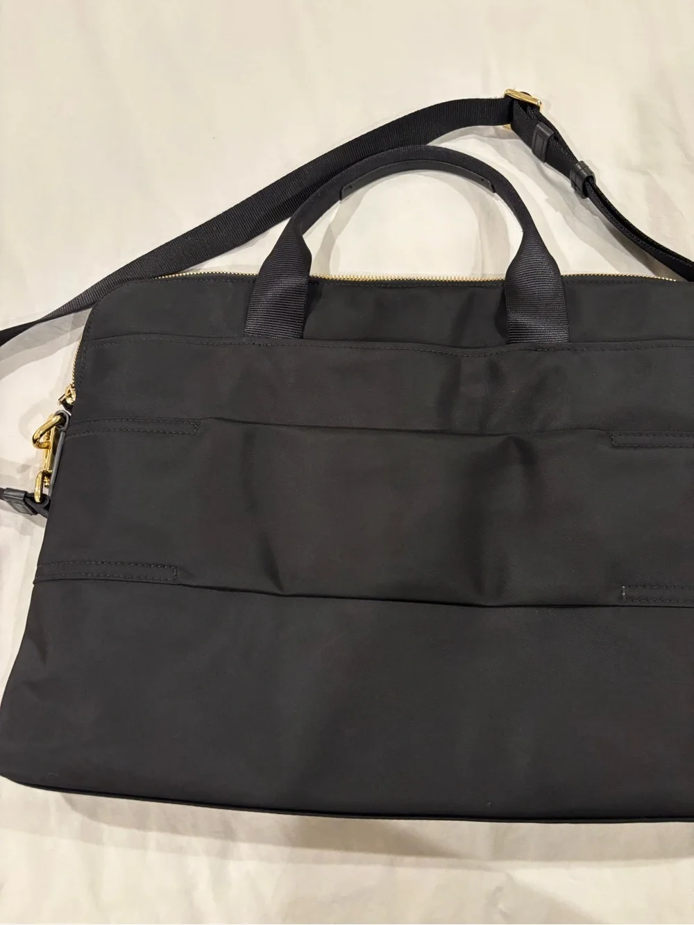Tumi Black Nylon Laptop Briefcase with Gold Hardware